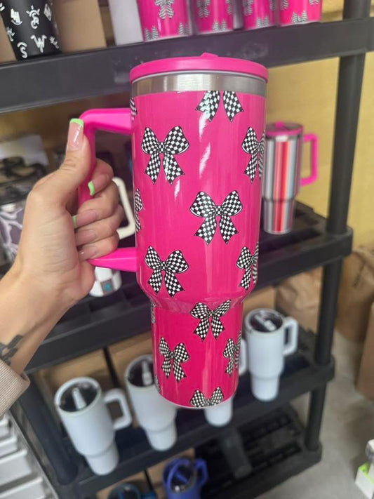 40oz checkered bow